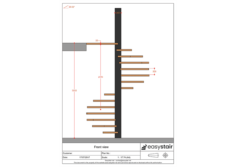 Plan of a spiral staircase