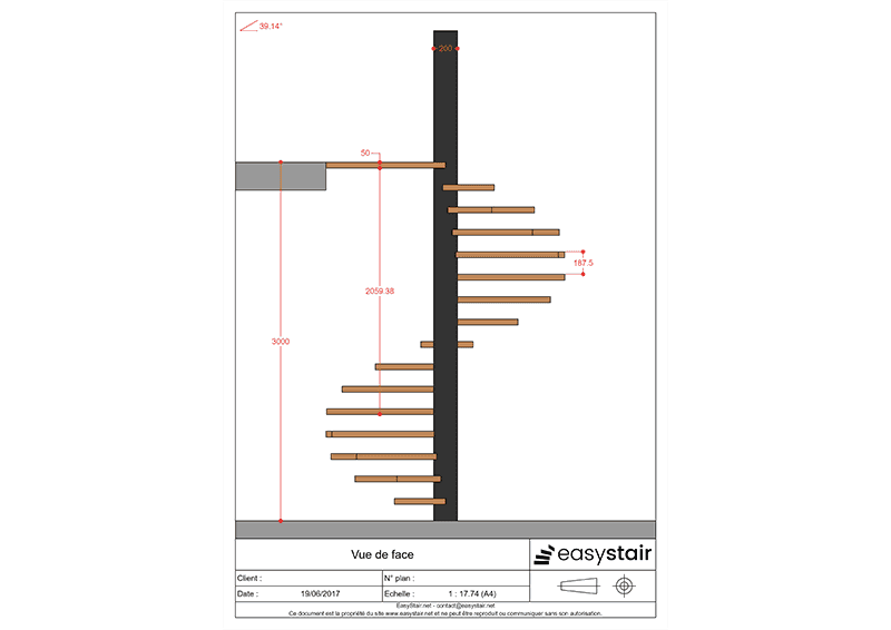 Plan escalier hélicoïdal