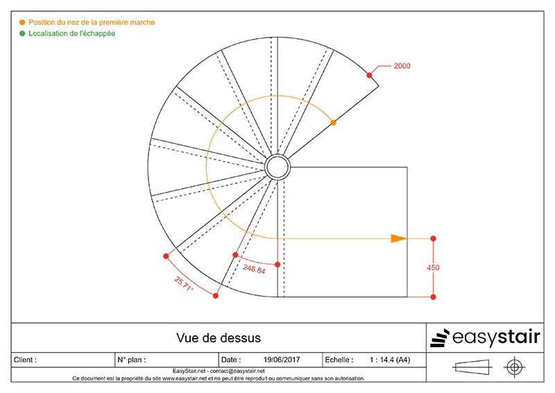 Plan escalier hélicoïdal